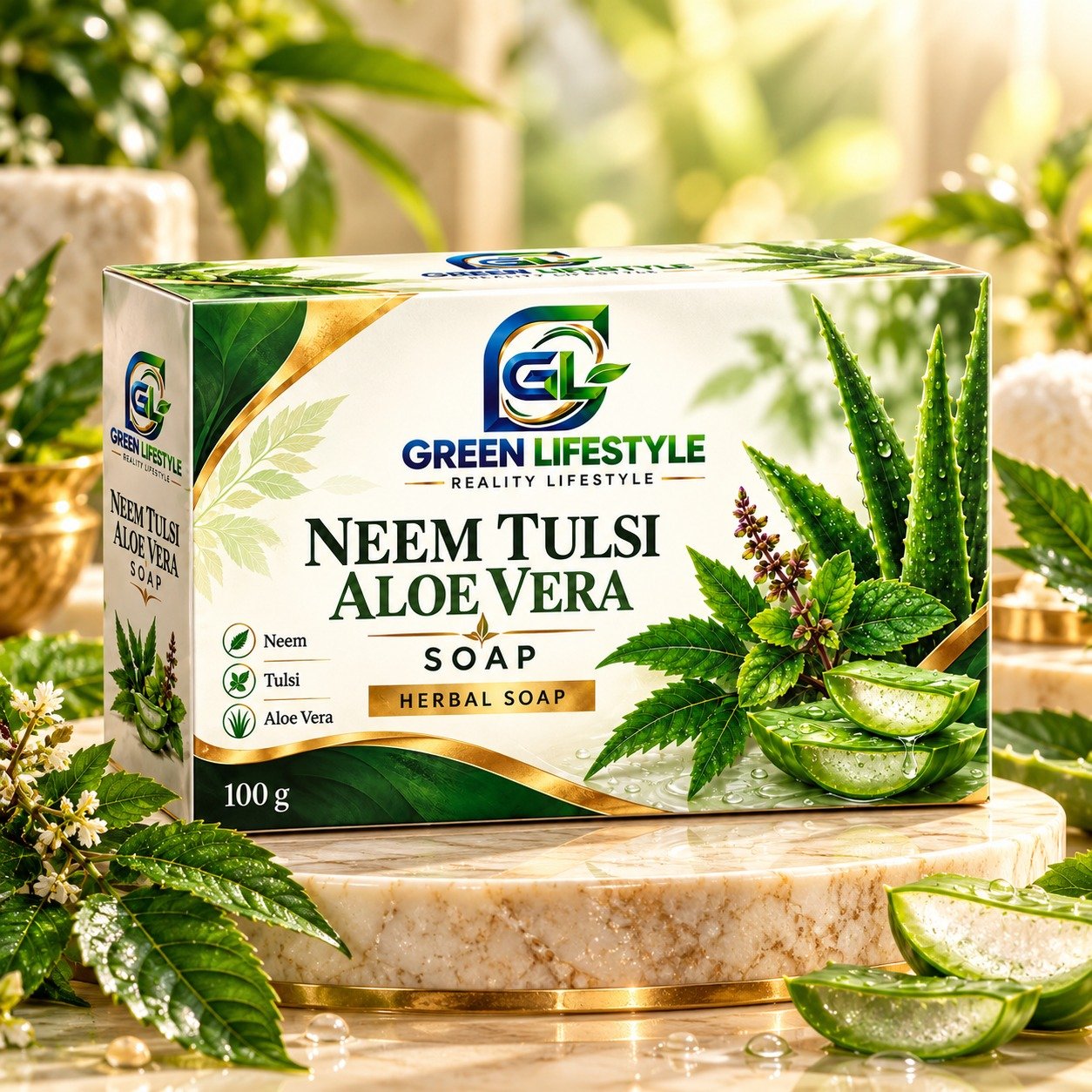 NEEM TULSI ALOEVERA SOAP - 100 GM